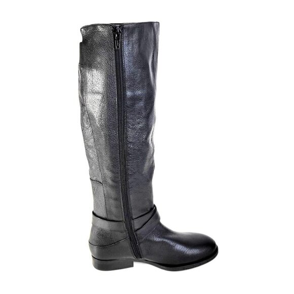 New - Nine West Black Riding Knee High Leather Long Black Boots Womens Size 6 - Picture 12 of 16